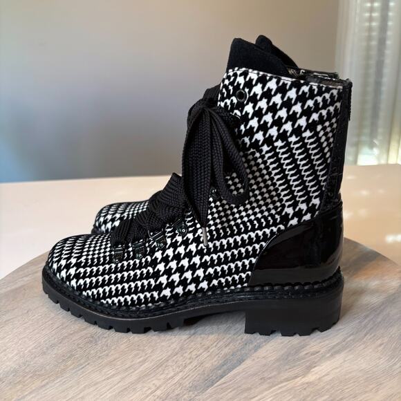 NEW The Office of Angela Scott Mr. Carter Glenn Plaid Houndstooth Boots US Sz 6 - Picture 3 of 14